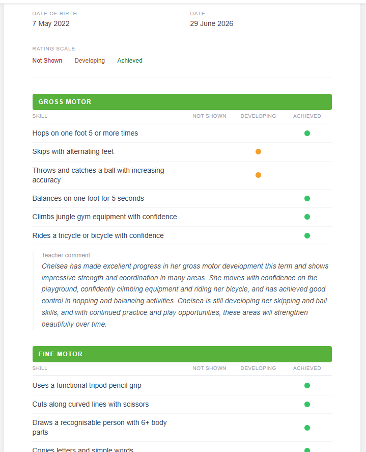 A finished, professional progress report